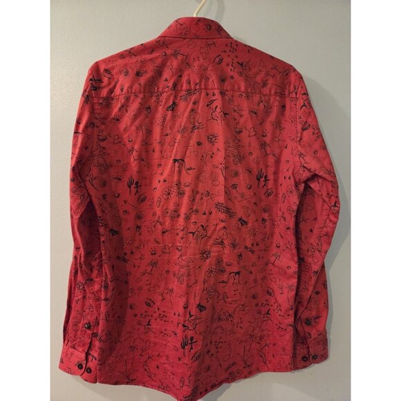 Au Noir Long Sleeves Men Shirt Size 2 Red Pre-Owned - Picture 5 of 9